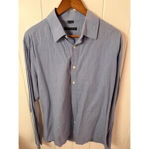 Theory - Long Sleeve Button Up Casual Gingham Shirt - Blue & White - Mens XL